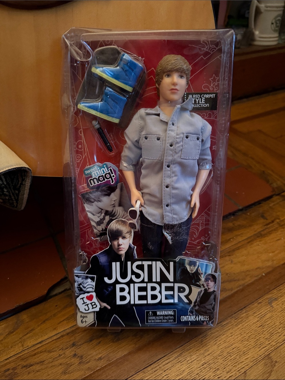 Justin Bieber Doll with Light Gray Shirt and Blue-Yellow Sneakers